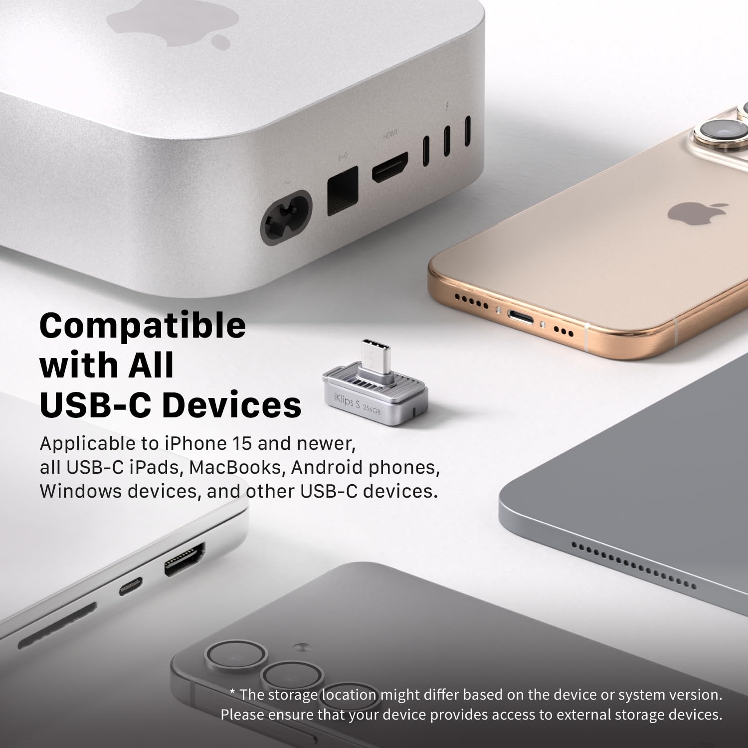 ADAM Elements iKlips S SSD Flash Drive-USB-C Nano Touch Fingerabdruck SSD 256GB für iPhone 15/16/17 Serie