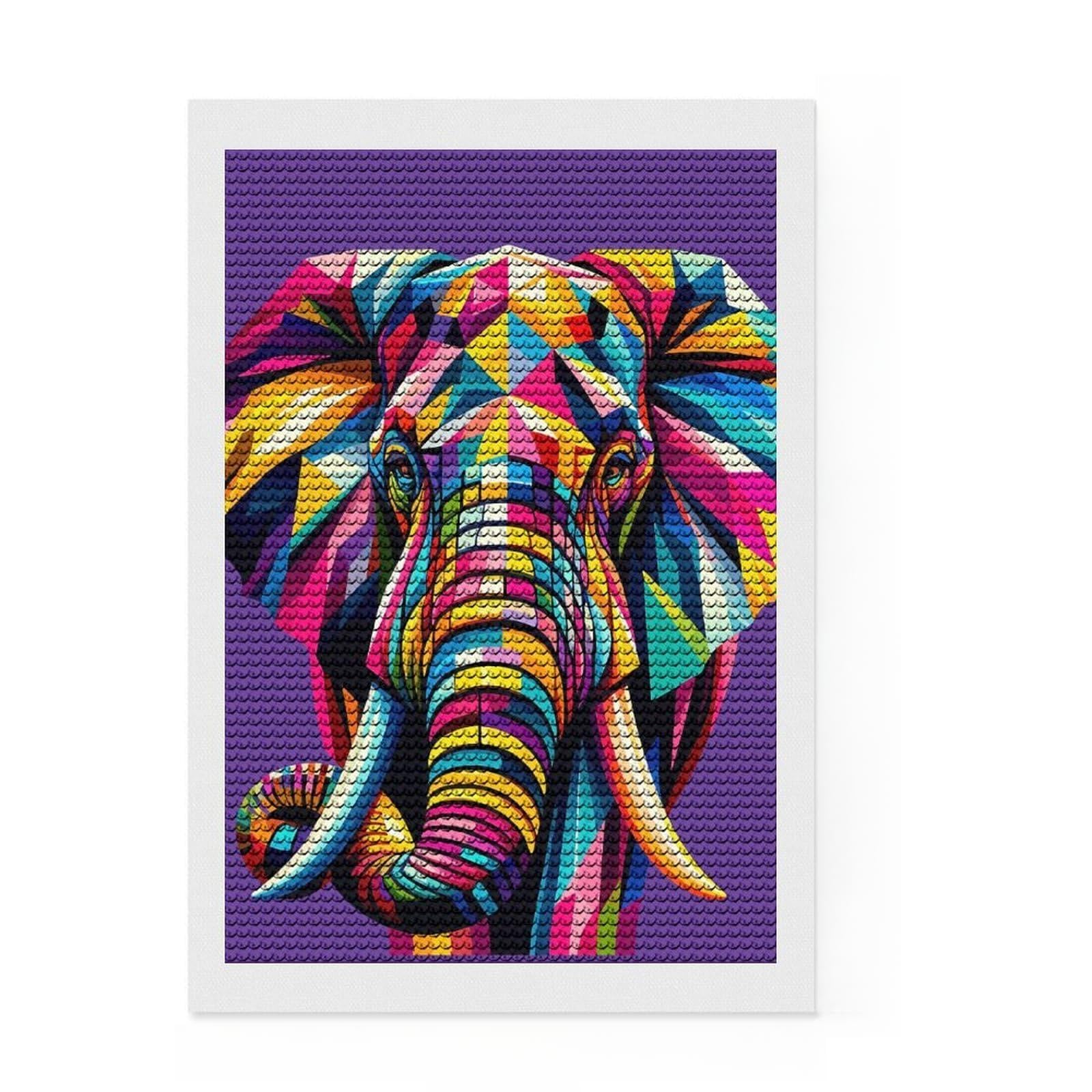 Junmoney Elephant WPAP Pop Art Diamond Style Art Kit 8"x12", Farmhouse Decor, Relaxing DIY, with Tool Kit, Thoughtful Present, DIY