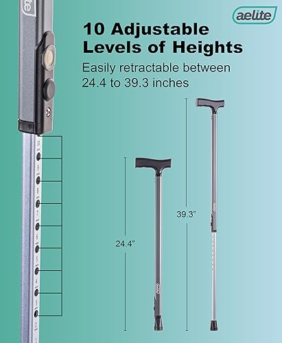 Miniatura 4 de Bastón para hombres y mujeres, ligero, duradero, retráctil, resistente, mango ergonómico, aleación de aluminio de alta calidad, bastones para