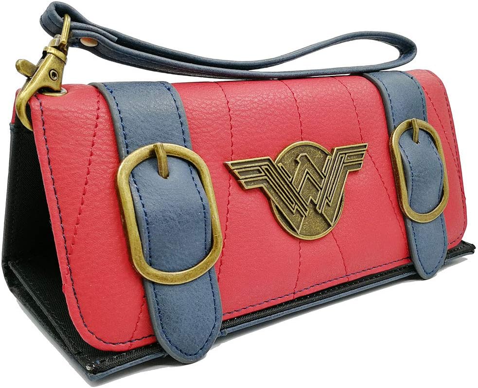 Women Wallets Compatible for Wonder Woman Tri-Fold Credit Card Holder Wallets Wriststrap Clutch