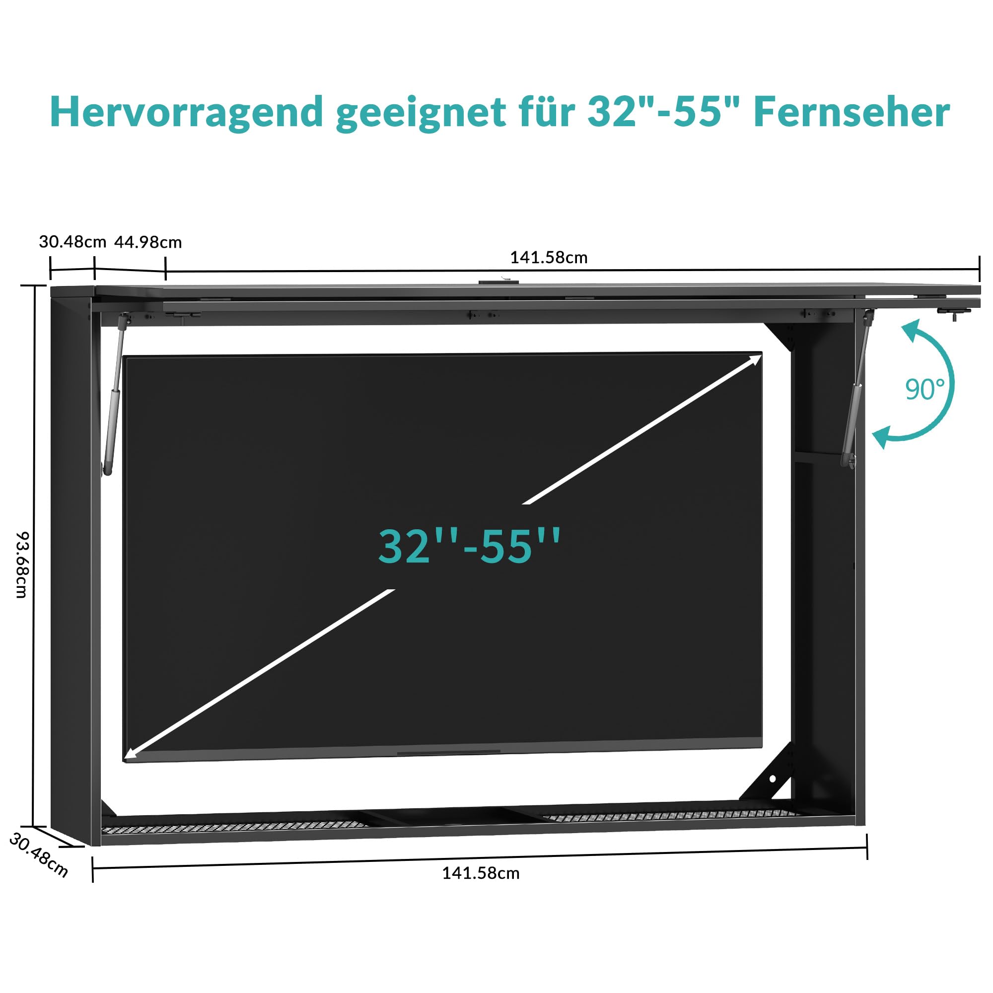 Outdoor TV Gehäuse Wetterfest, Abschließbare Schutzgehäuse TV Box für Fernseher 32–55 Zoll, Diebstahlschutz Wasserdichte für Außenbereich, Balkon & Terrasse inkl. Wandhalterung