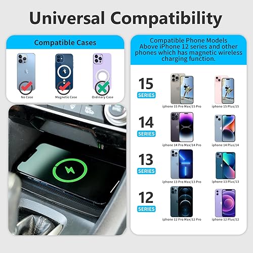 Miniatura 6 de Xipoo Cargador inalámbrico compatible con Honda Civic 2016-2021, almohadilla de carga inalámbrica magnética de carga rápida, repuesto para