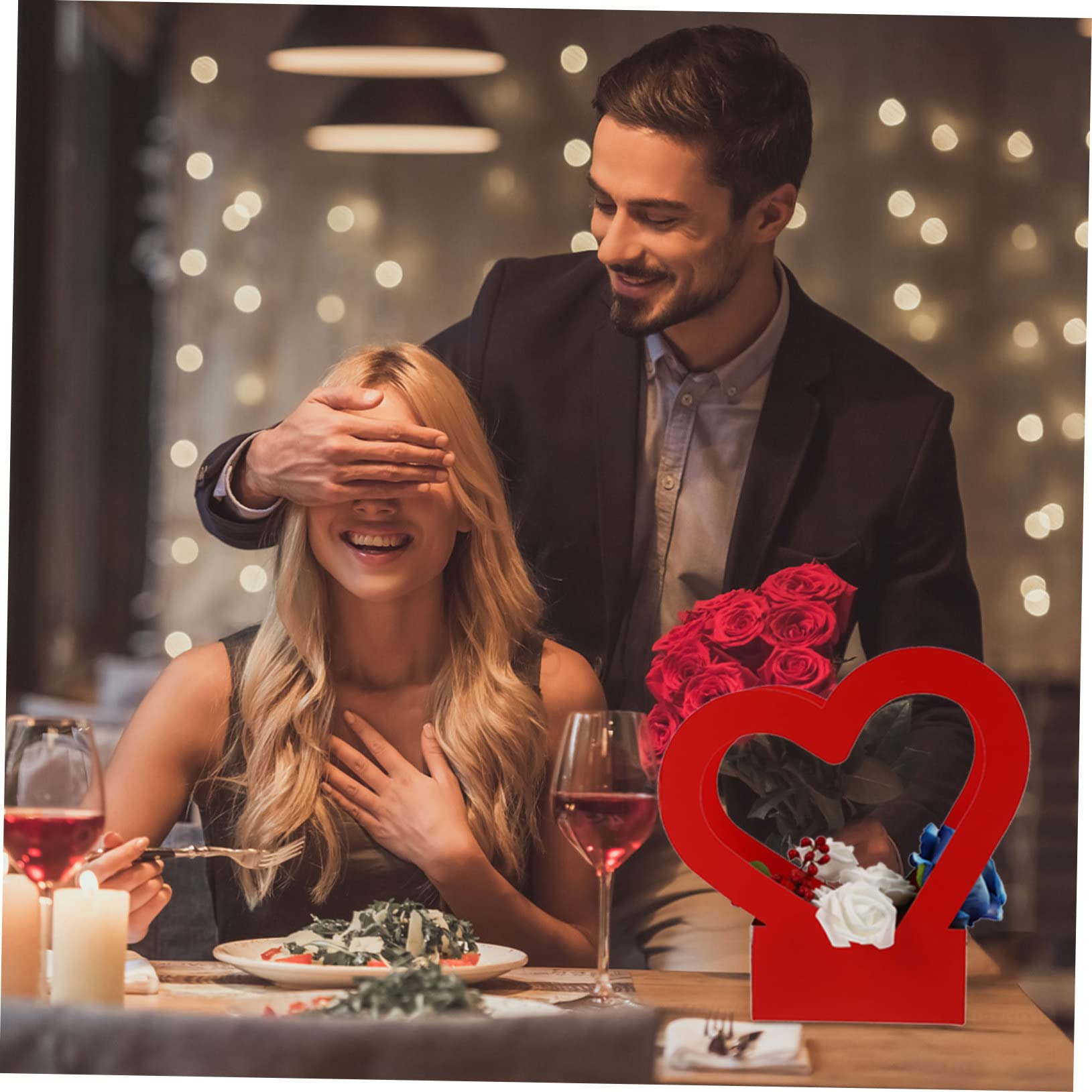 FOMIYES 2pcs Love Flower Box Heart Shaped Flower Storage Box Floral Wrapping Container for Wedding Party Decorations