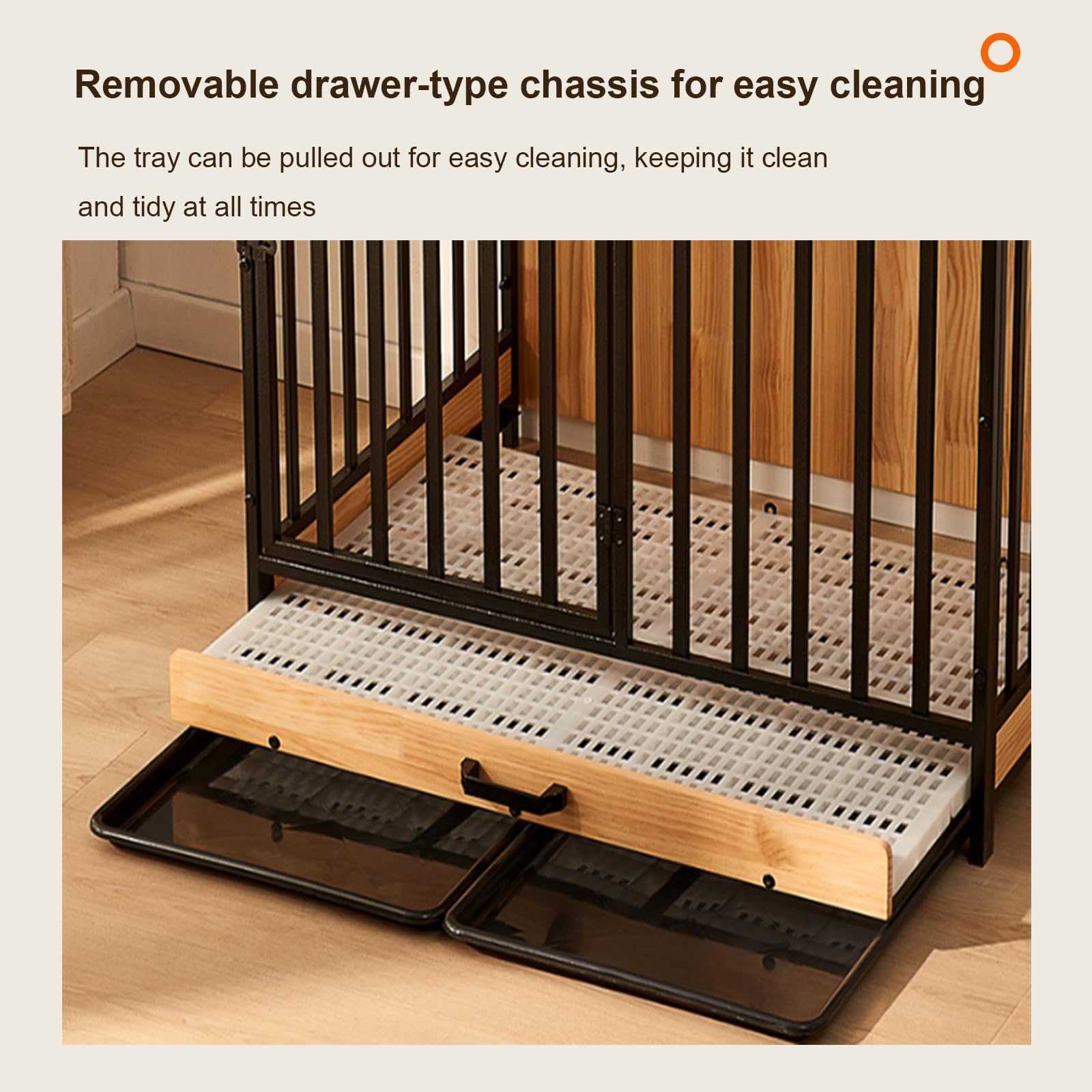 Jaula para Perros De Interior, Caja De Madera para Perros Estilo Mueble con Puertas Y Bandeja Extraíble, Caseta para Perros, Jaula Interior para Mascotas para Perros Medianos/Grandes,S