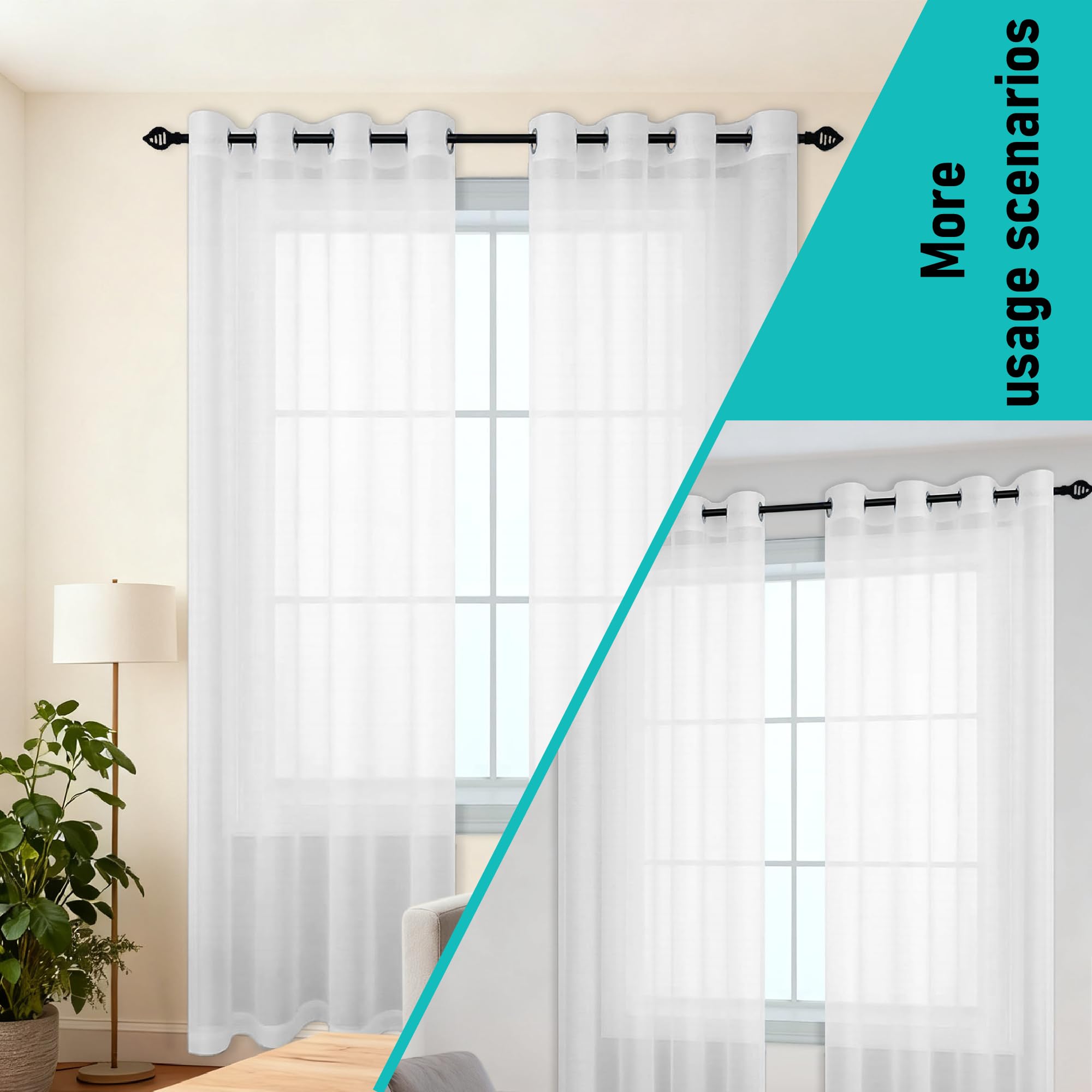 JIAFANG Voile Vorhänge mit Ösen 300 x 300 cm Privatsphäre Ösenschal Fensterschal Lichtdurchlässig Größe Und Farbe Wählbar für Büros Wohnzimmer Schlafzimmer, Weiß