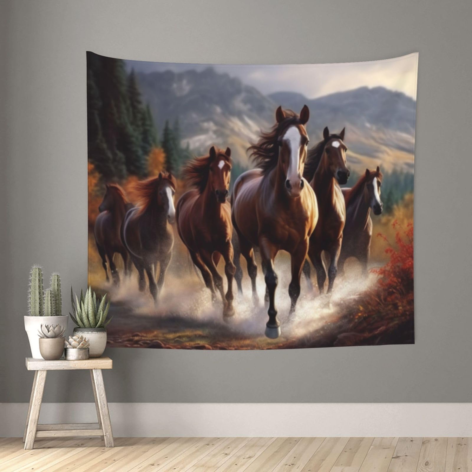 XOPEKVLAWM Tapestry Wall Hanging for Bedroom Aesthetic Wall Mural Tapestries 152x130 cm Art Backdrop Horses Tapestries Landscape Poster Tapestry for Living Room Dorm Office Home Decor
