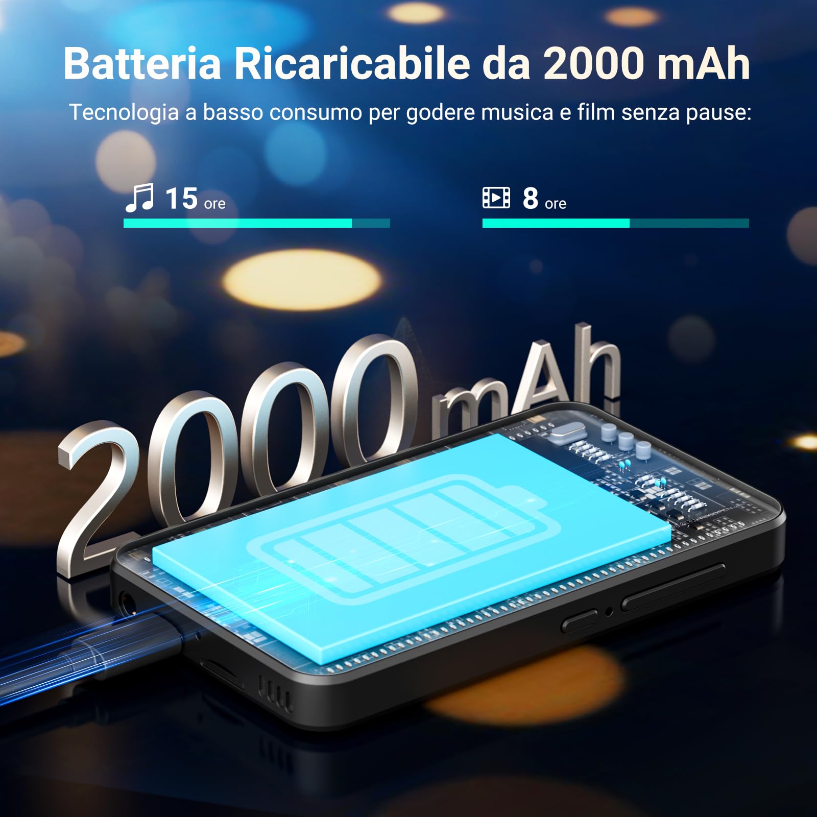 MECHEN Lettore MP3 Spotify, Bluetooth 5.0 e WiFi per Streaming Musicale (Spotify, Audible, Amazon Music, Deezer), Sistema Android 13, 4 Pollici Touchscreen (32GB)