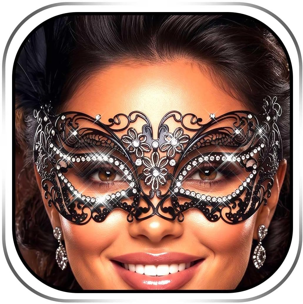 Campsis Women Masquerade Mask Black Masquerade Ball Mask Rhinestone Party Masks for Women