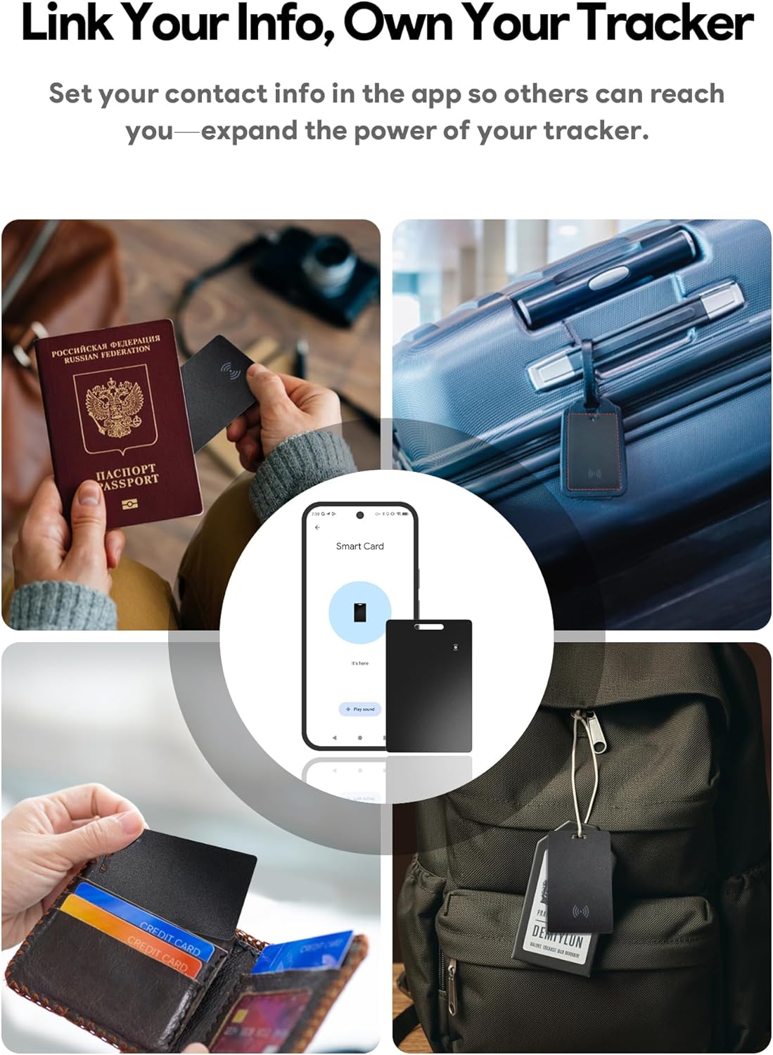Wallet Tracker Card, Air Tracker Tags for Android - Work with Google‘s Find Hub App, Slim Bluetooth Tracker Smart Card Wallet Finder, IP68 Waterproof, Item Locator for Luggage Tags, Passports, Purse - Image 6
