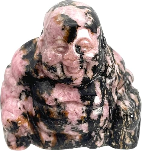 Vista 19 de Estatua de Buda feliz de Maitreya de piedra tallada a mano, escultura de bolsillo de cristal curativo, decoración de 1.5 pulgadas de alto