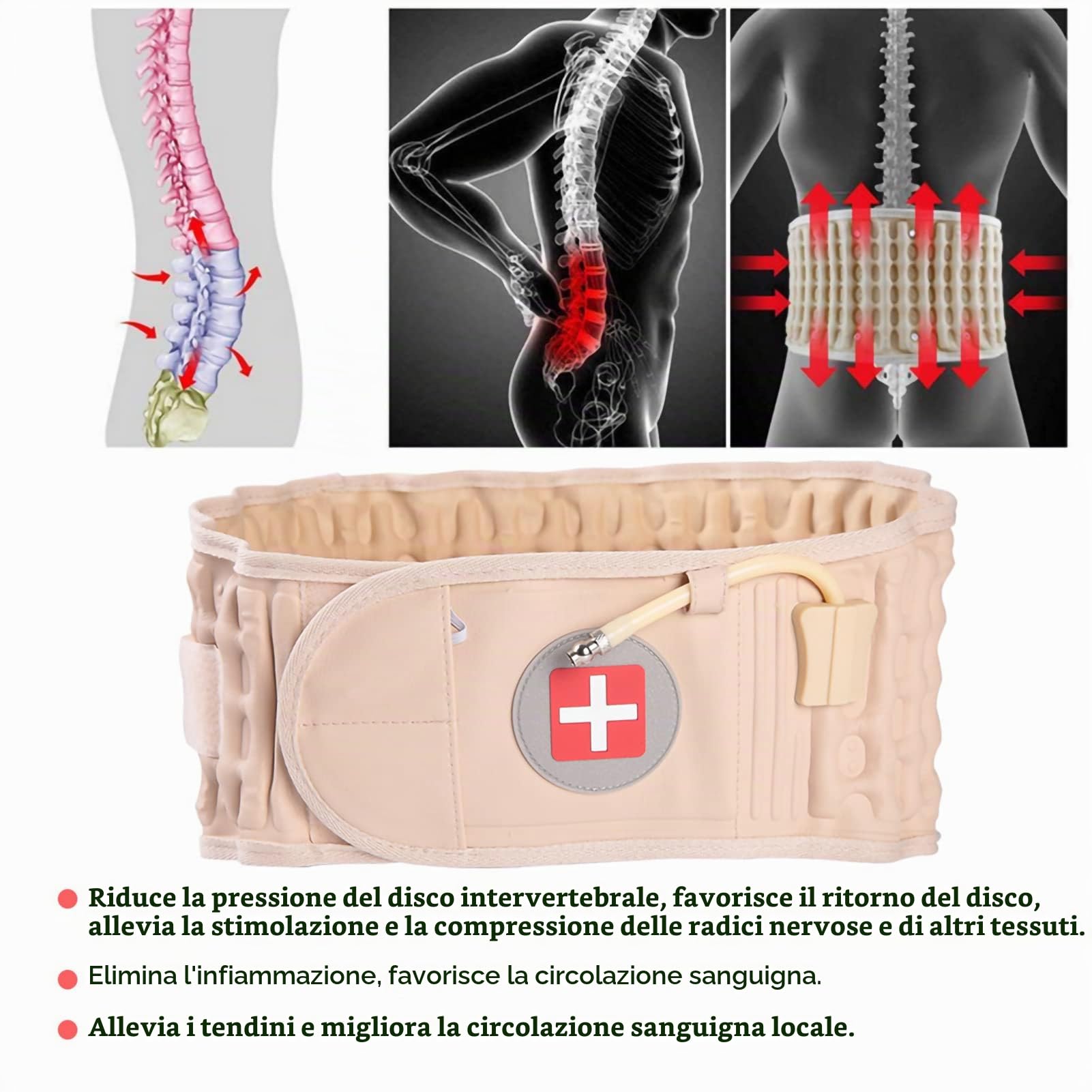 Cintura di Decompressione Per La Schiena, Cintura Gonfiabile Per Assistenza Sanitaria Cintura Per Alleviare Il Dolore alla Decompressione Per Alleviare Il Dolore Lombare, Supporto Per La Schiena E Tra
