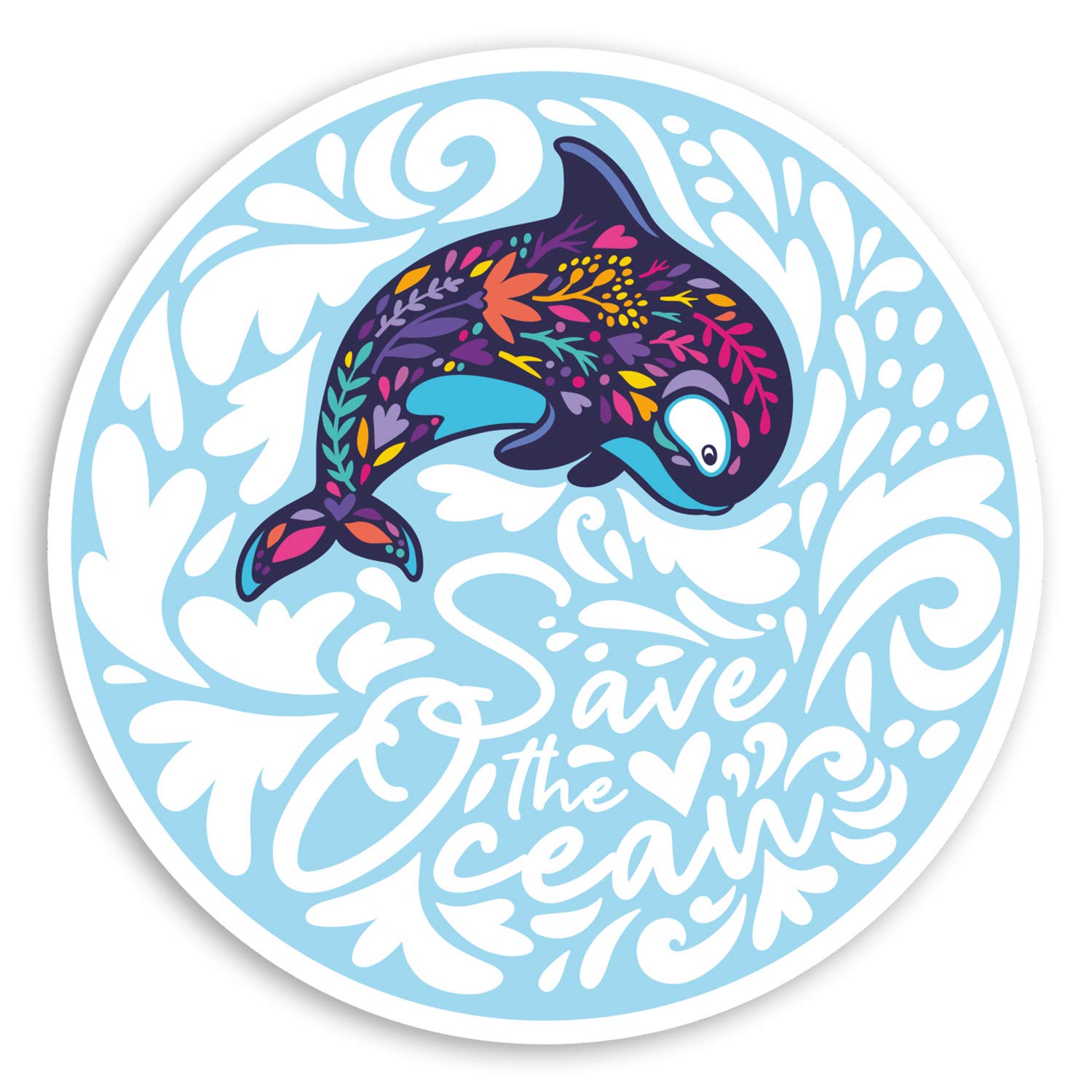 Destination Vinyl Ltd Multi 2 X 10Cm Save The Ocean Whale Vinyl Stickers - Nature Cute Laptop Sticker #34275 (10Cm Wide)