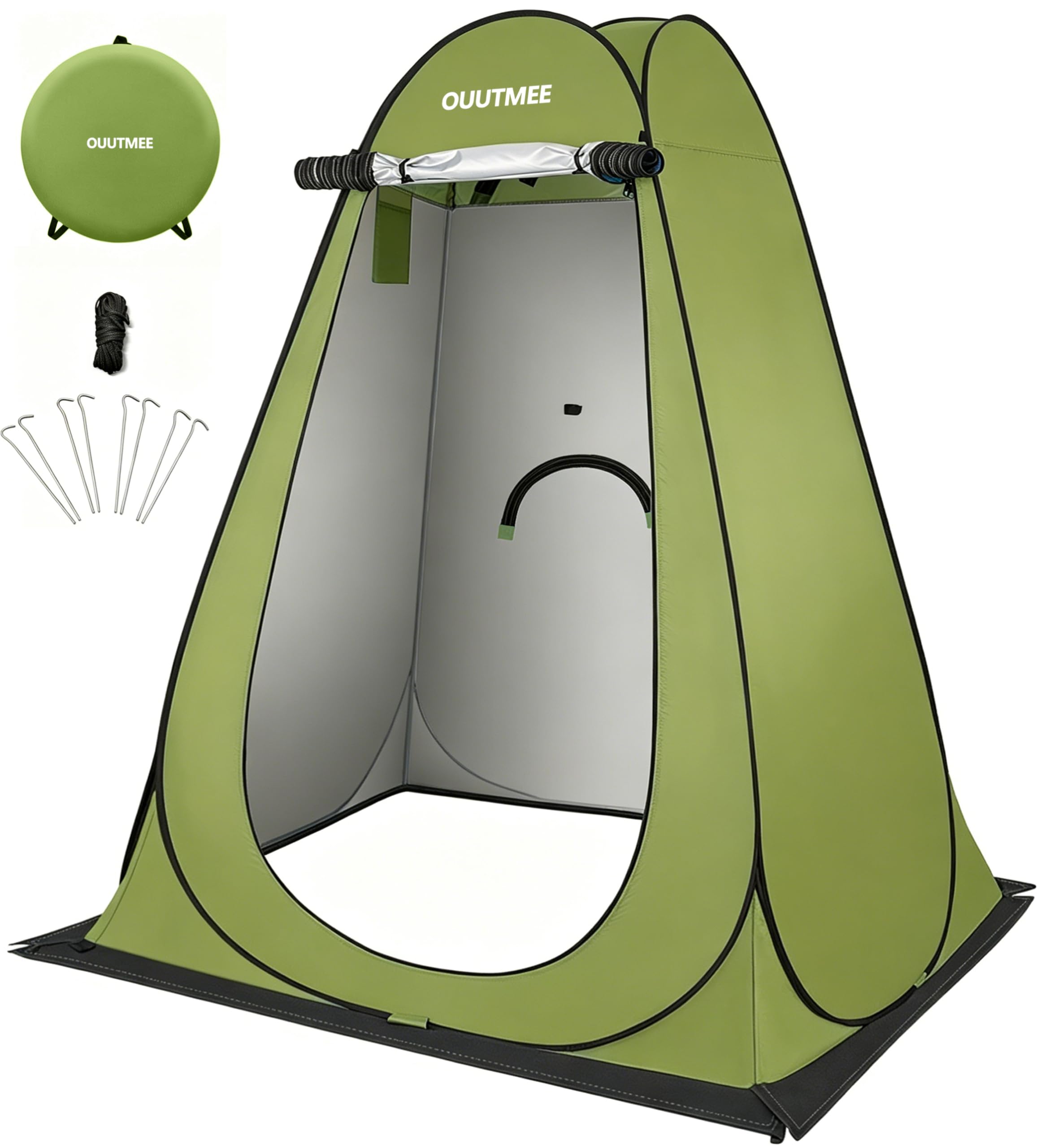 OUUTMEE Pop Up Camping Shower Tent, 150x150x190cm Toilet Tents for Camping Privacy Outdoor Changing Room, UV/Rain Outdoor Privacy Shelter for Outdoor Hiking Beach Picnic Fishing(Green)