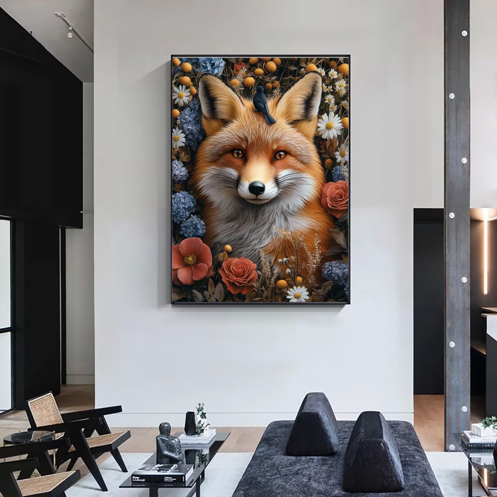 Dipingere con i Numeri Adulti fiore volpe, Quadri da Dipingere Numerati Fai Da Te per Principianti e Adultis, Olio La Pittura di Numeri Kit, Hobby Creativi Adulti, Decorazioni Casa 90x120cm Q3S-586