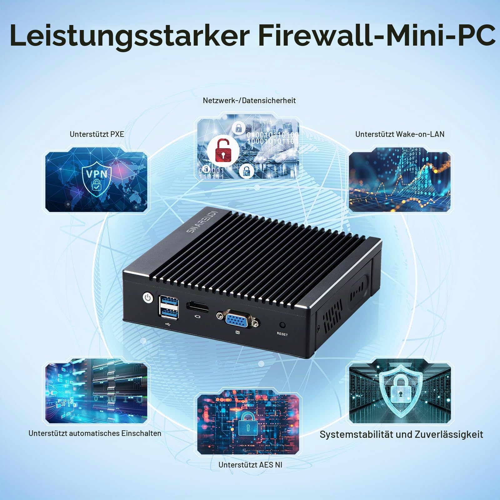 lüfterloser Firewall-Mini-PC mit Intel J4105 Quad-Core, 4X Intel 2,5-GbE-i226-V-LAN-Anschlüsse, AES-NI-Netzwerk-Gateway-Test mit pfSense/opnSense (Kein DDR4-RAM Keine mSATA-SSD Kein System)