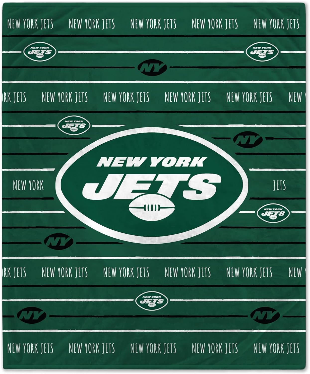 Pegasus Home Fashions New York Jets 60'' x 80'' Logo Stripe Flannel Fleece Blanket