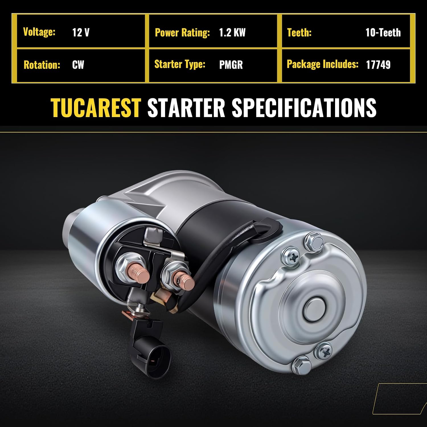 TUCAREST 17749 Starter (For 4.0L) Compatible With Je-ep 1999-2001 Cherokee, 99-02 Grand Cherokee, 99-02 Wrangler TJ [OE# 56041012AB 56041012AC SMT0077 410-48052 SMT0077]