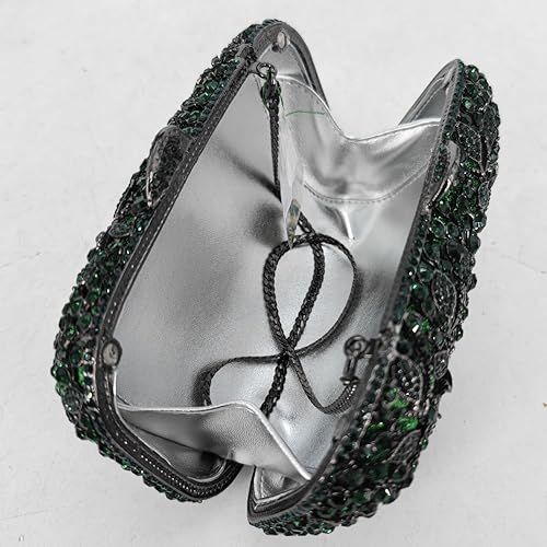 Miniatura 4 de Boutique De FGG Doble flores mujeres cristal embrague bolsos de noche boda fiesta rhinestone bolsos y carteras