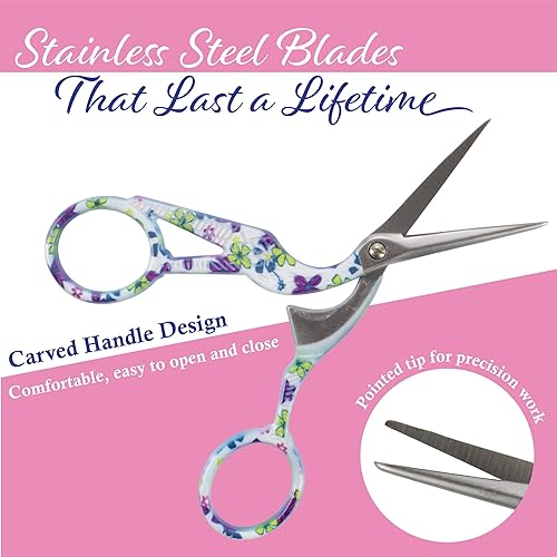 Vista 33 de JubileeYarn - Tijeras de cigüeñas de acero inoxidable para bordado, tamaño pequeño, color amarillo, 1 par Cigüeña Pequeña Amarillo