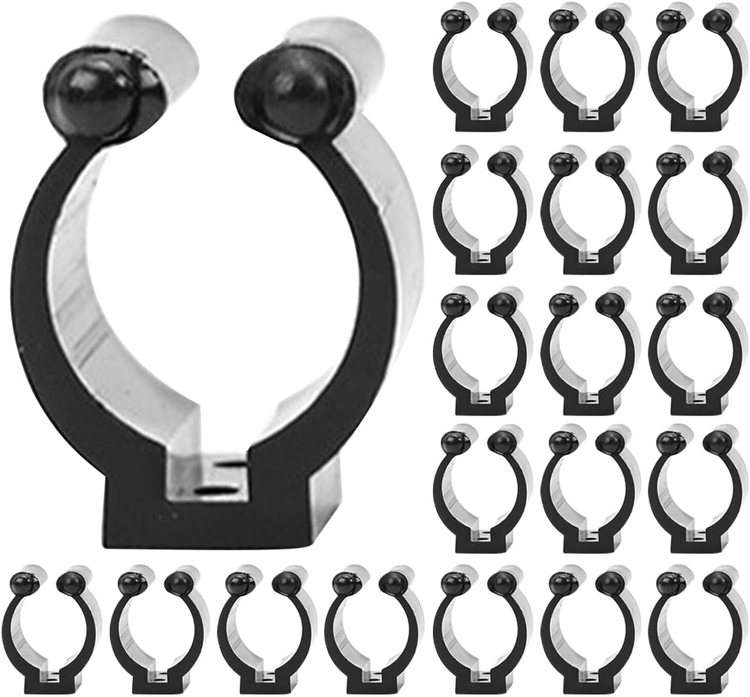Veemoon 24pcs Wall Mount Cue Clips and Billiard Cue Holder Clamps Medium Size 28x20x16mm Black Rack for Pool Table and Fishing Rod Storage Organizer