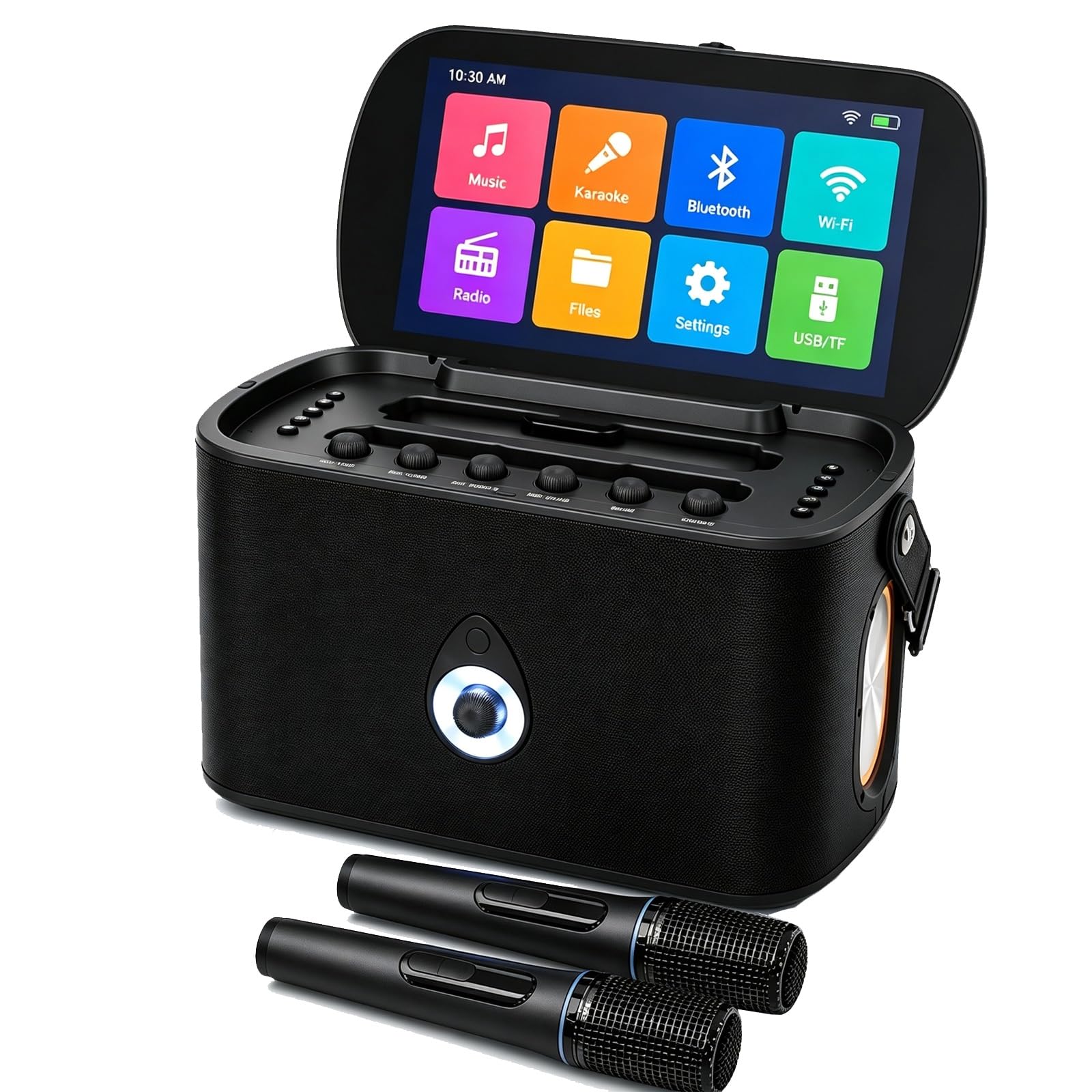 Máquina de Karaoke for Adultos, Máquinas de Karaokes Portátiles | 2 micrófonos inalámbricos de carga automática, aplicación de Karaoke, altavoz de 30 W, se conecta a la TV for fiestas en casa