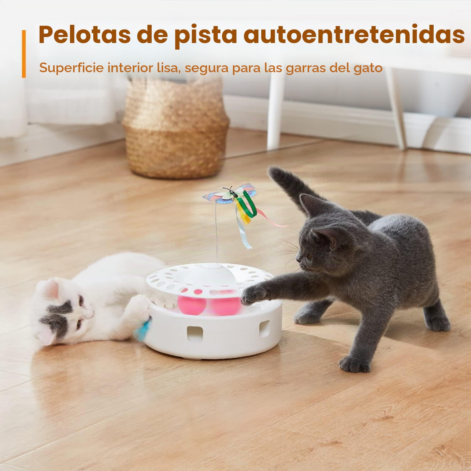 Potaroma Cat Toys 3 en 1 Smart Interactive Electronic Kitten Toy, Fluttering Butterfly, Random Moving Ambush Feather, Catnip Bell Track Balls, Dual Power Supplies, Indoor Exercise Cat Kicker