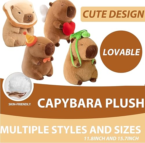 Miniatura 3 de Capybara - Peluche de 11.8 pulgadas con mochila de tortuga, almohada suave kawaii capibara, regalos de cumpleaños para adultos y niños