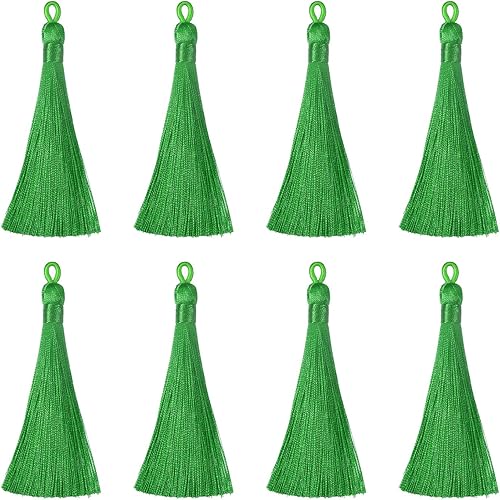 HARFINGTON Marcapáginas de borlas 12 unidades 366 pulgadas sedosas suaves con trabillas para llavero graduación hecho a mano accesorio de