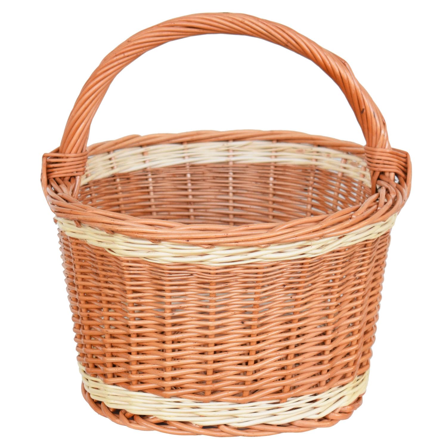 Einkaufskorb Weide "Bäckerkorb" 53 × 40 × 41 cm – ovaler Weidenkorb mit zweifarbigem Rand, Handarbeit für Einkauf, Markt & Picknick