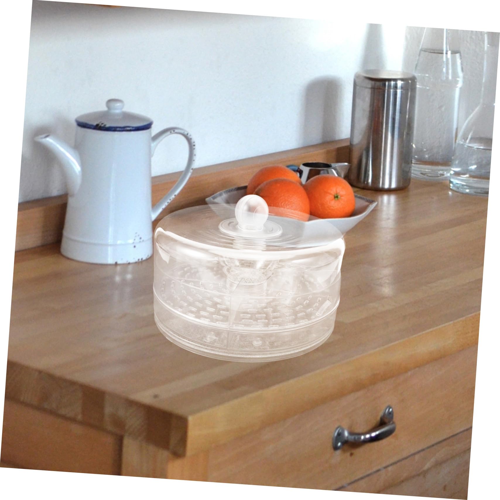 ULTECHNOVO Drehbarer Servierteller für Obst und Gemüse Transparente Kunststoffbox mit Deckel und Trennwänden Multifunktionale Lebensmittel-aufbewahrungsbox als Salatbehälter für Kühlschrank U