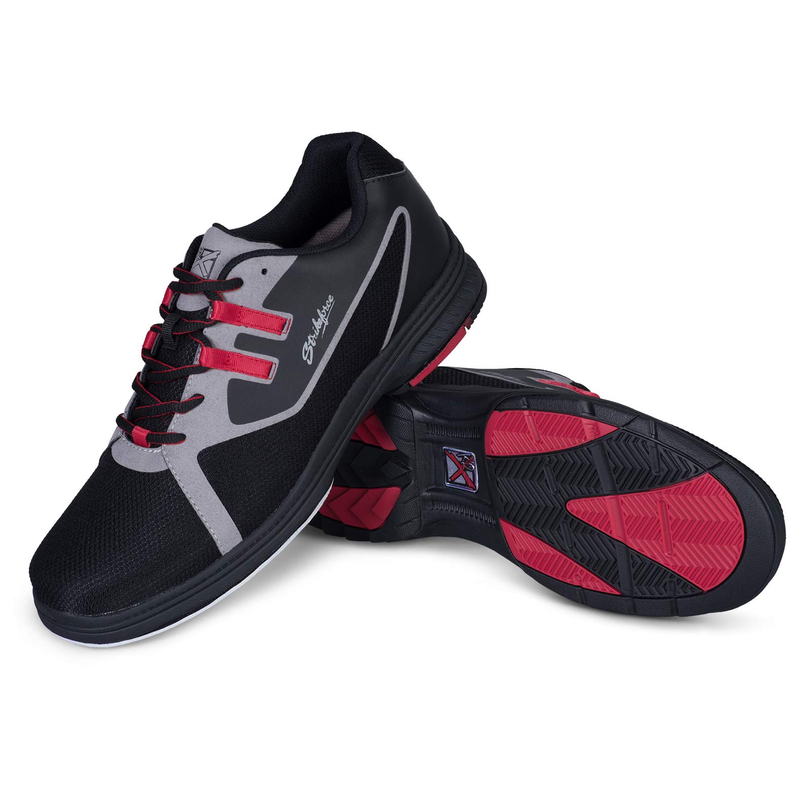 Strikeforce Ignite Black/Grey/Red Interchangeable Performance Men's Bowling Shoe with Interchangeable Slide Pad