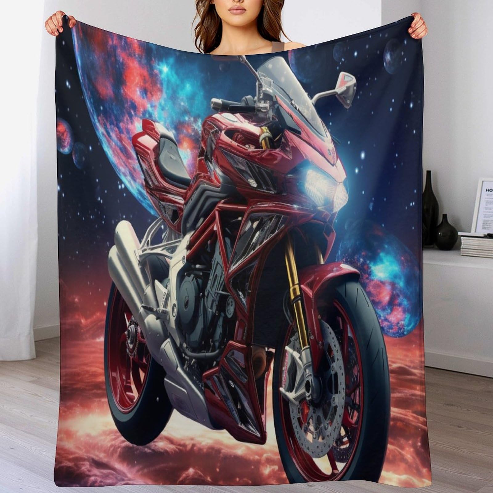 Couverture moto polaire douce pour réchauffer les frileux sur le lit ou le canapé