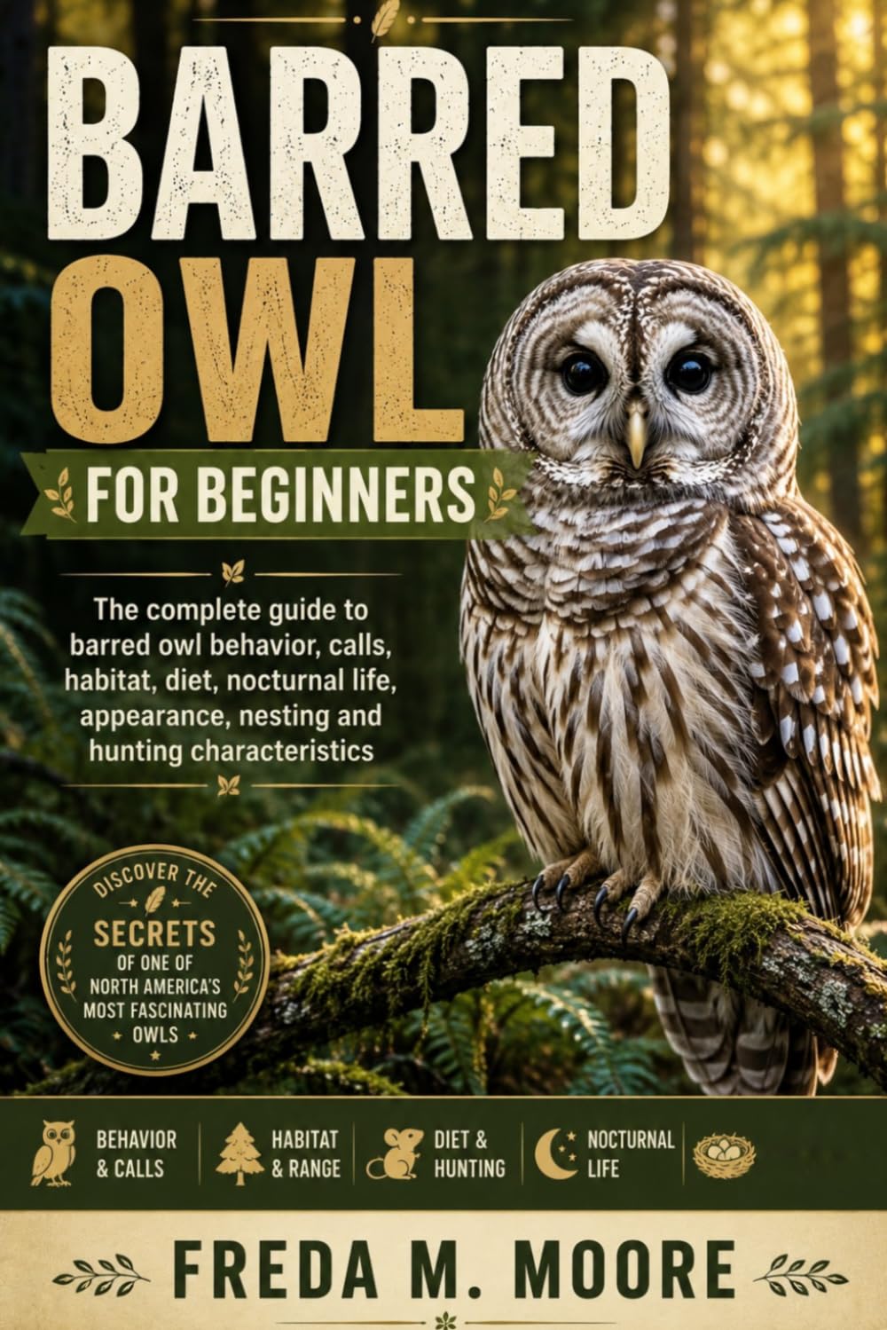 BARRED OWL FOR BEGINNERS: The complete guide to barred owl behavior, calls, habitat, diet, nocturnal life, appearance, nesting and hunting characteristics
