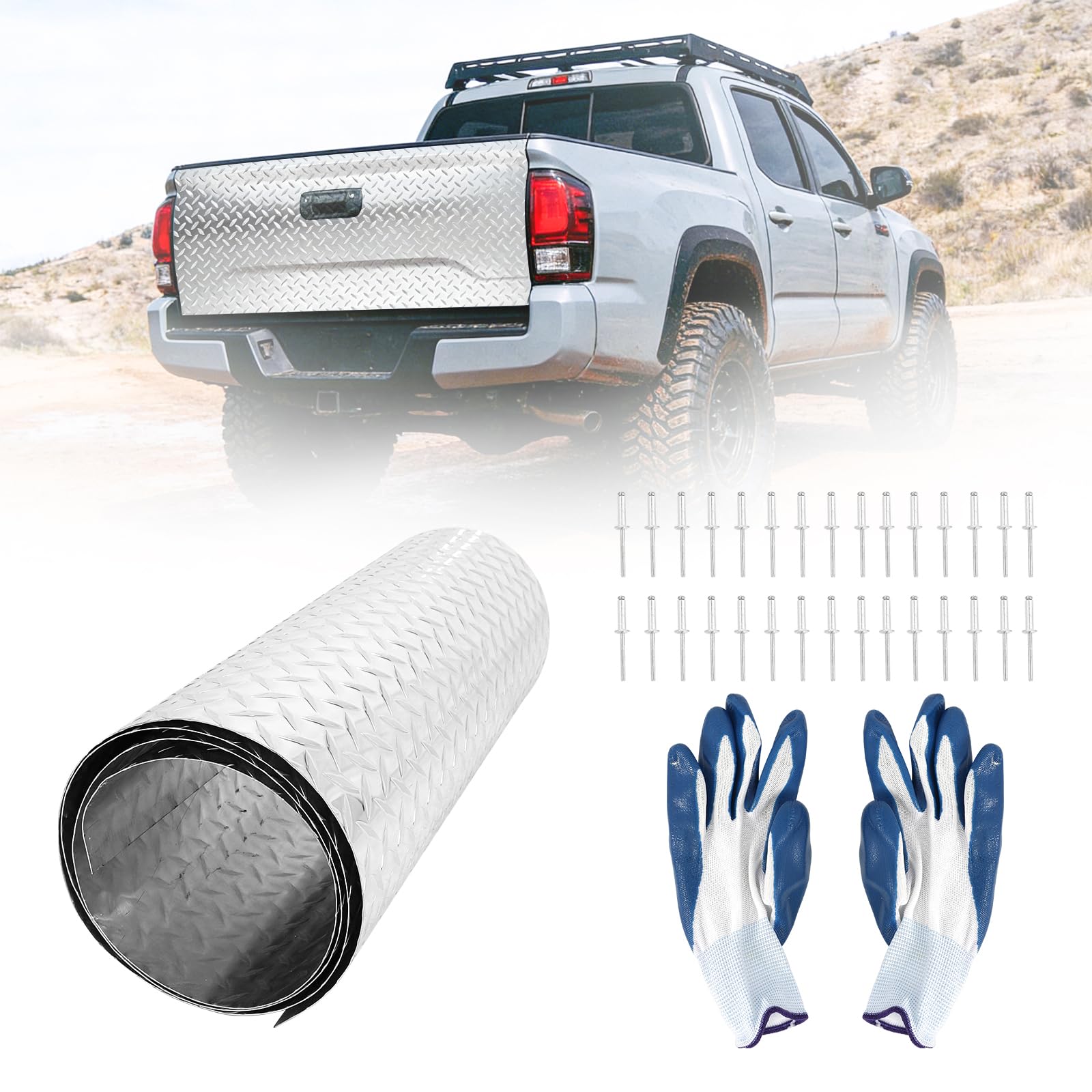 COOLBAG Diamond Plate Aluminum Sheet Metal - 0.045" (17 Gauge) 3003-H22 Alloy, 24" x 120" Tread Plate Roll, Rust-Resistant Non-Slip Finish Embossed