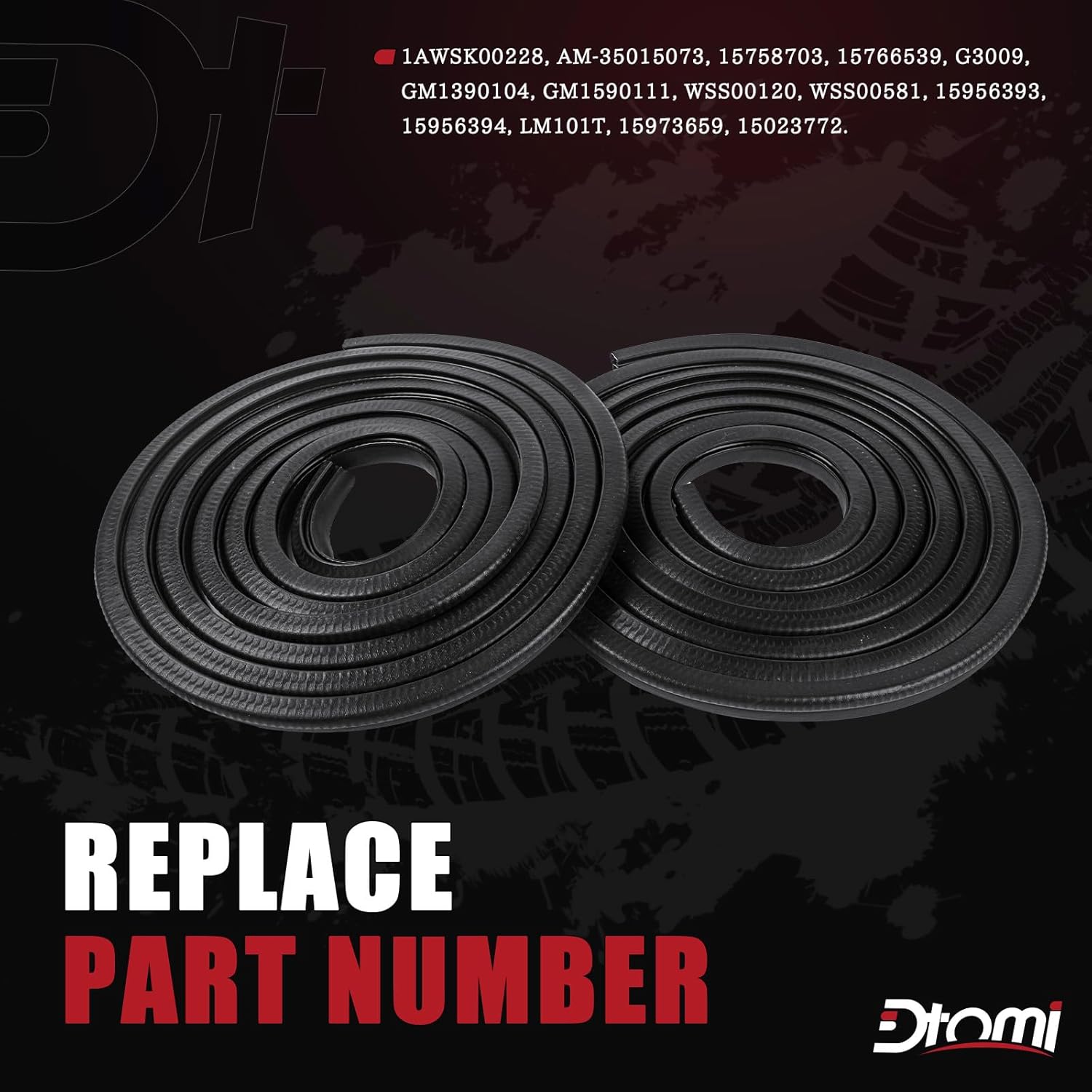 Door Seal Weatherstrip, Rubber Seal Trim Weather Stripping Compatible With Chevy GMC Vehicle 1988-2000 Suburban Tahoe Yukon C1500 C2500 C3500 K1500 K2500 K3500 Replaces# 1AWSK00228, AM-35015073 (2PCS)