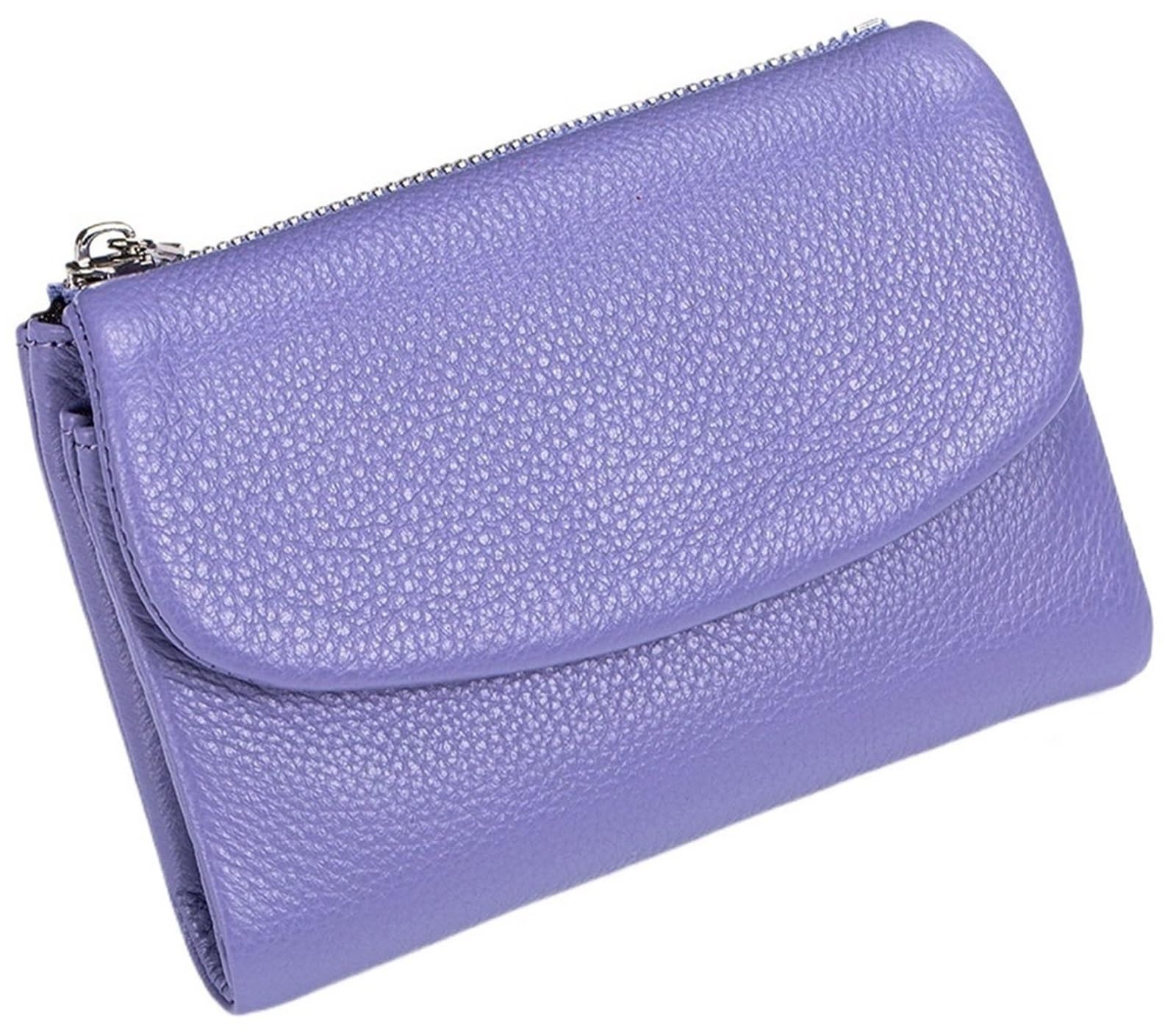 THUCHENYUC Unisex Pebble Leather Wallet, Small Wallets for Women Genuine Leather Coin Purse with Credit Card Holder and Cash Slots(Purple)