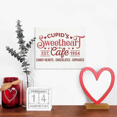 Miniatura 6 de JennyGems Decoración del día de San Valentín letrero de madera de Cupids Sweetheart Café decoración del día de San Valentín letrero de madera de 725