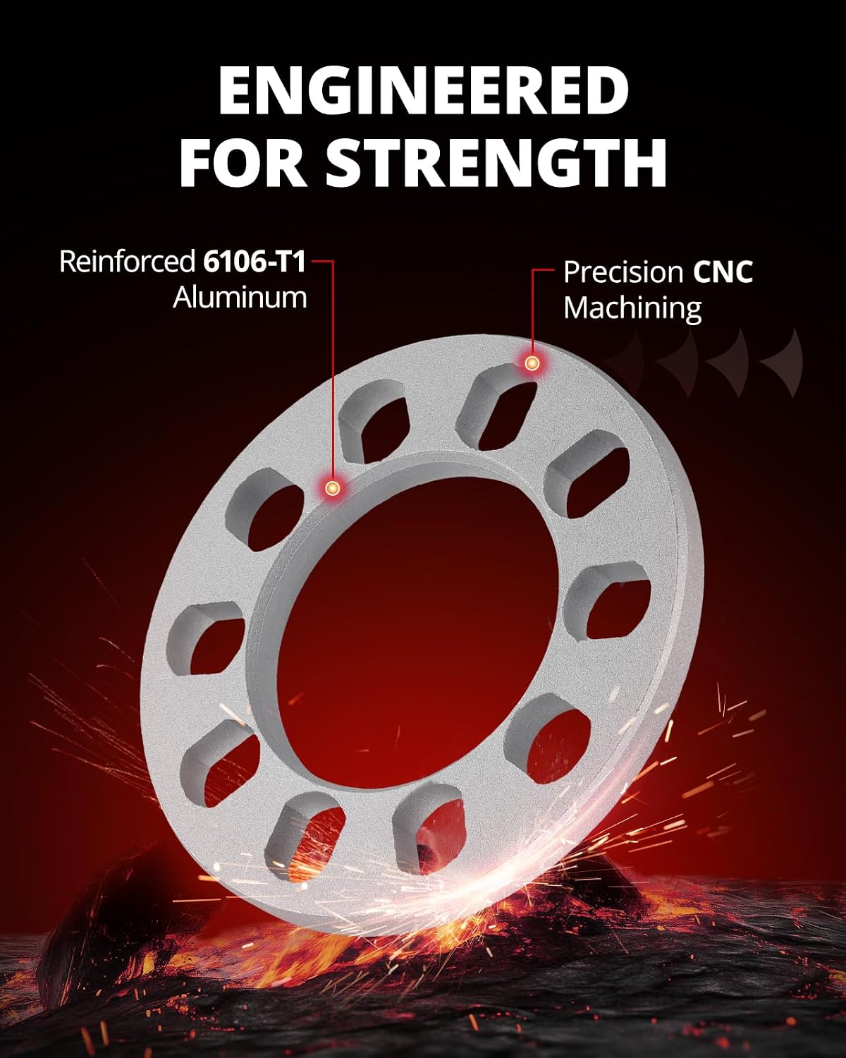EVIL ENERGY 5x108 / 5x110 / 5x112 / 5x114.3 / 5x115 / 5x120 / 5x127 Wheel Spacers, 12 mm Thickness 5X(4.25-5.0inch) Wheel Spacer with 90mm Hub Bore, Not Hubcentric 4 pcs Silver