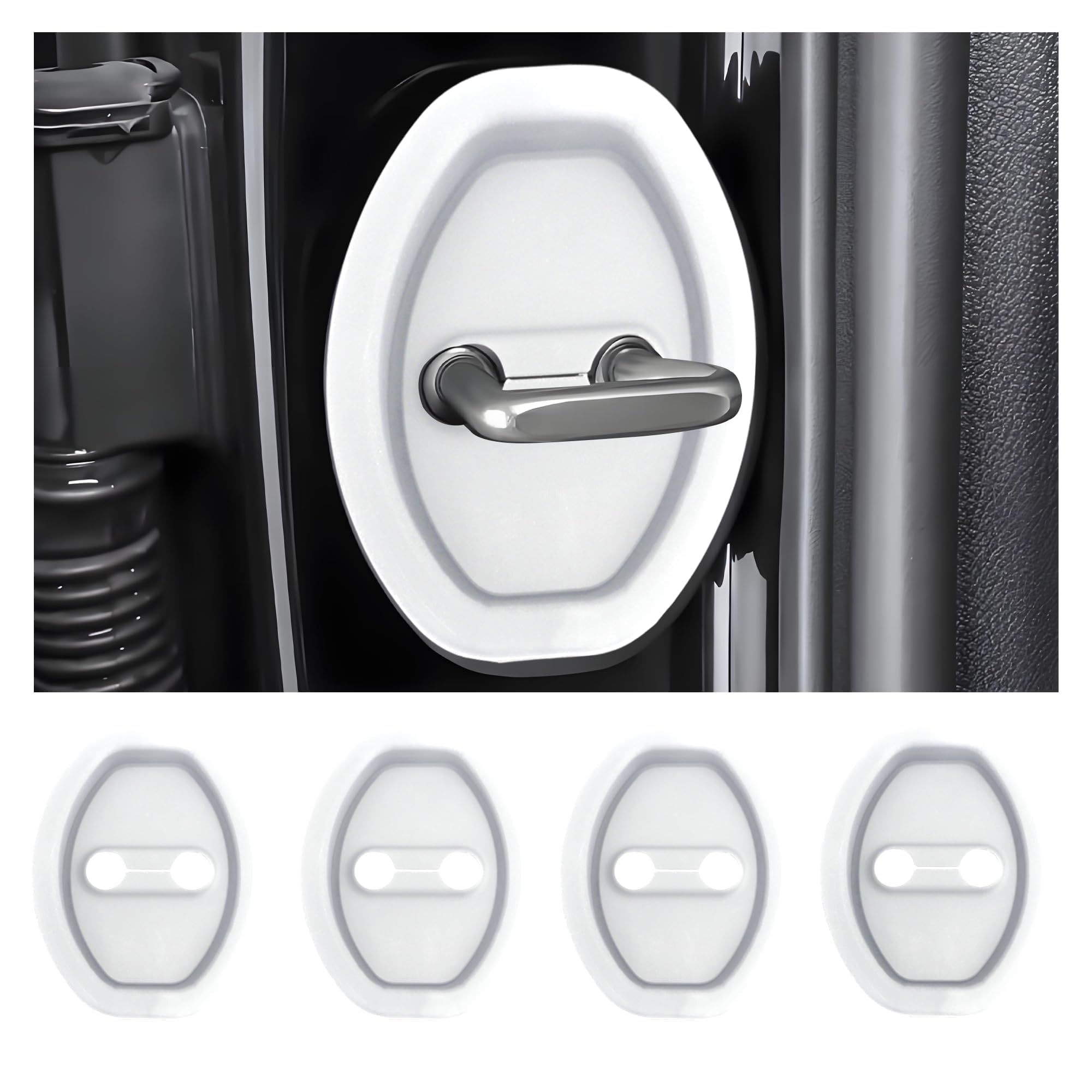 PYDQ 4 Pcs Door Lock Cover for Abarth Lancia Fiat 500 500e 500c 500l 500l 500x, Car Door Lock Protective Cover ABS Plastic Waterproof Rustproof Door Lock Caps Accessories,White