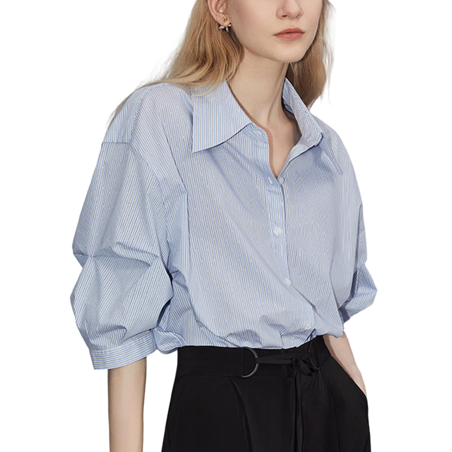 Amazon.co.jp: [ELLE] エル シャツ ブラウス 半袖 レディース フレンチ 