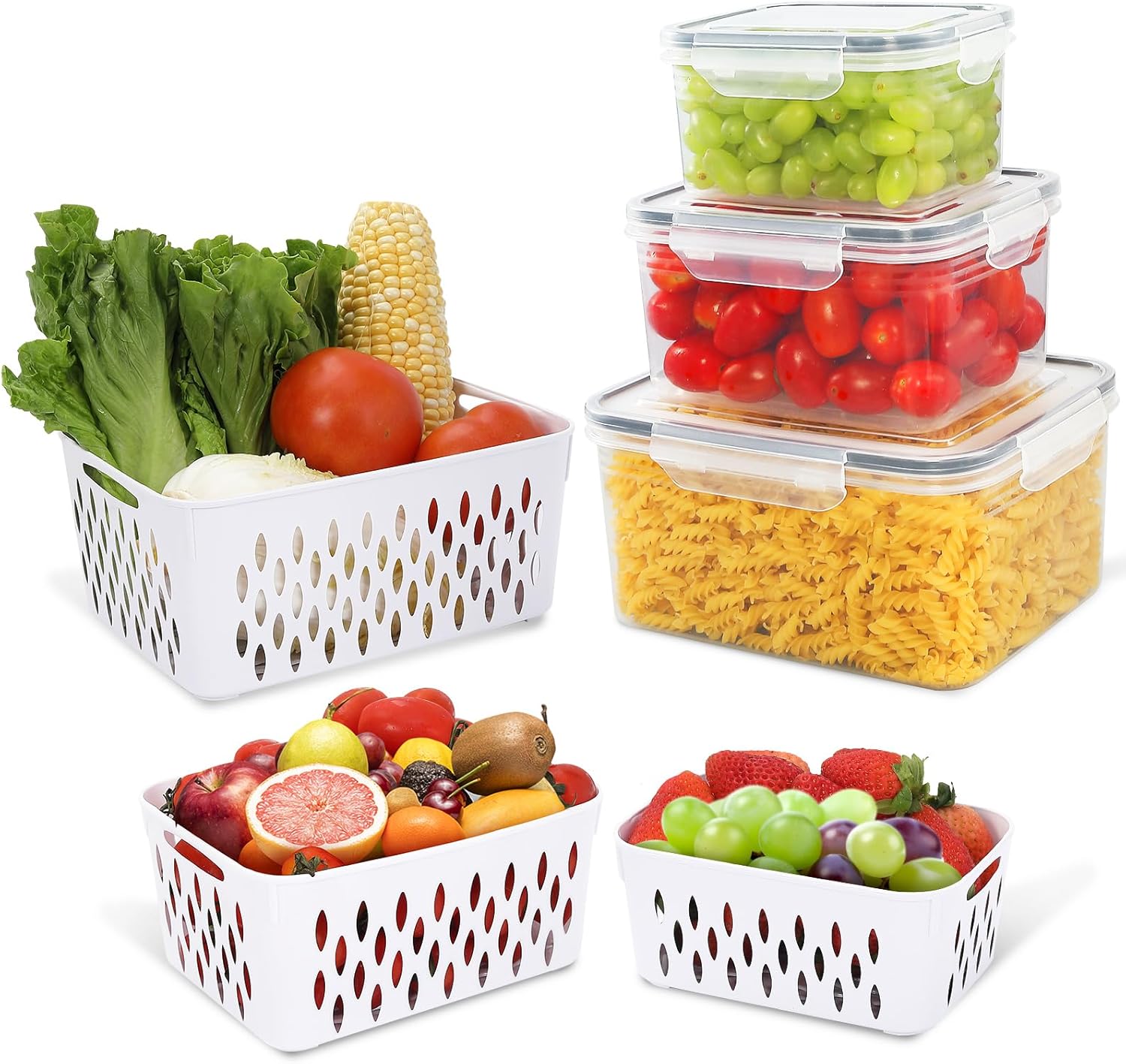Saymkpesd Fruit Storage Containers for Fridge, Multipurpose