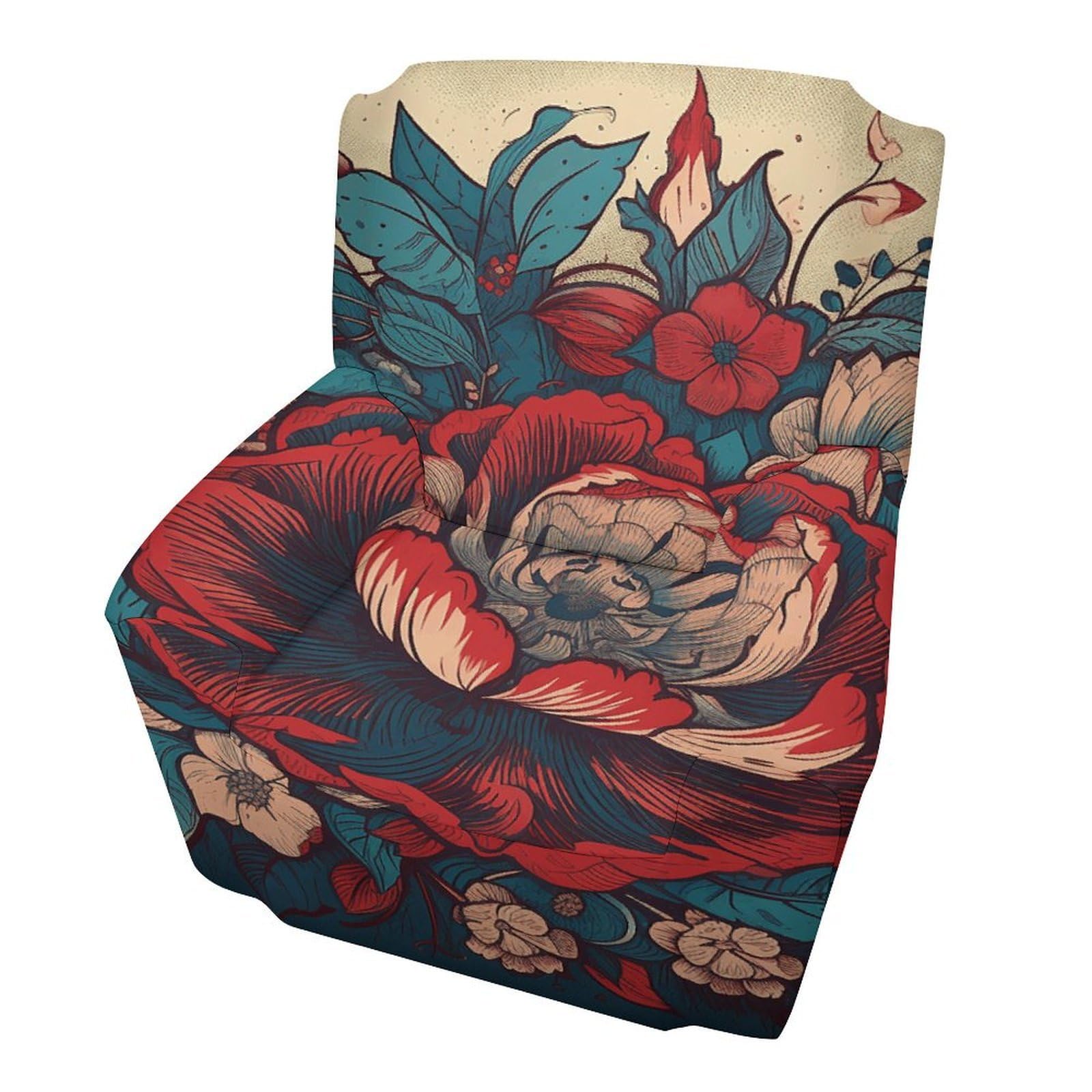 Fodpand Style Flowers With Leaves Sofa Cover Soft 1 Seater Sofa Slipcover For Pets Washable,Couch Cover With Elastic Straps Furniture Protector