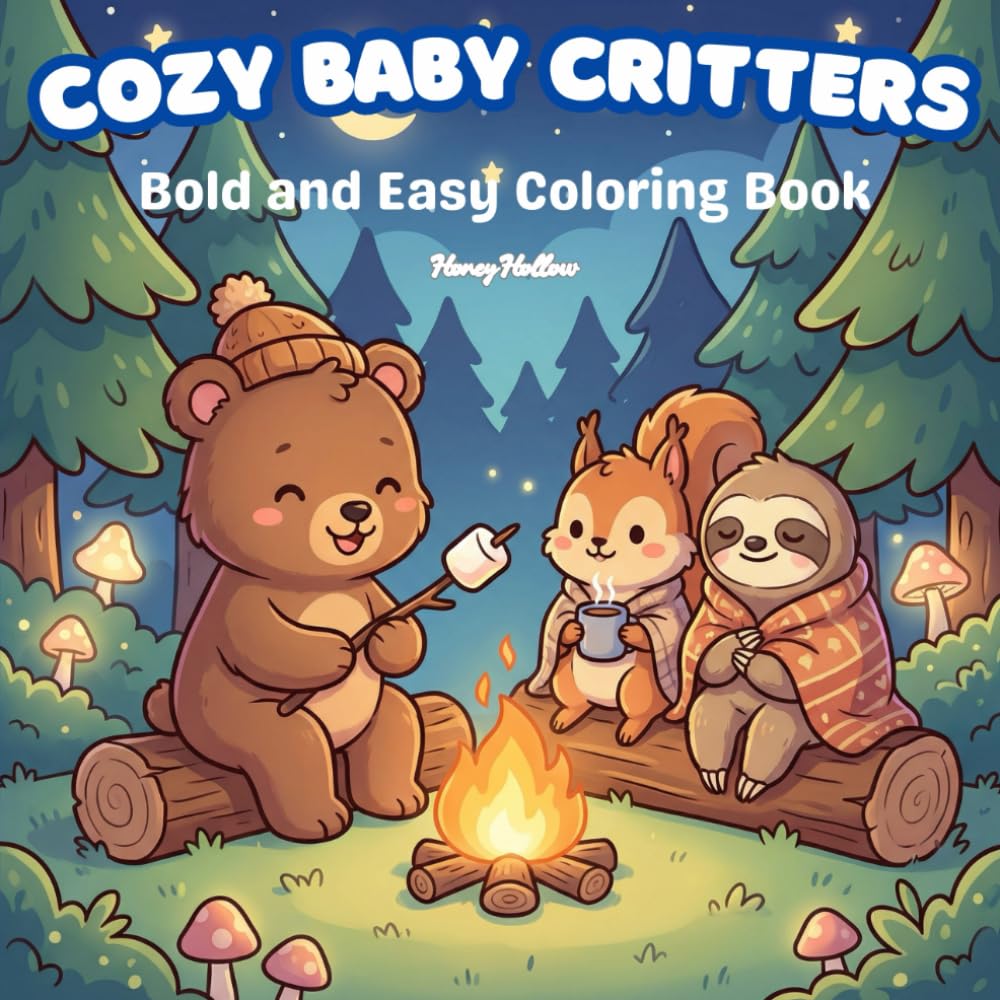Cozy Baby Critters: Bold and Easy Coloring Book for Kids Featuring Cute Baby Animals in Sweet and Snuggly Scenes for Relaxation and Creativity (The Little Bold and Easy Cozy Collection)