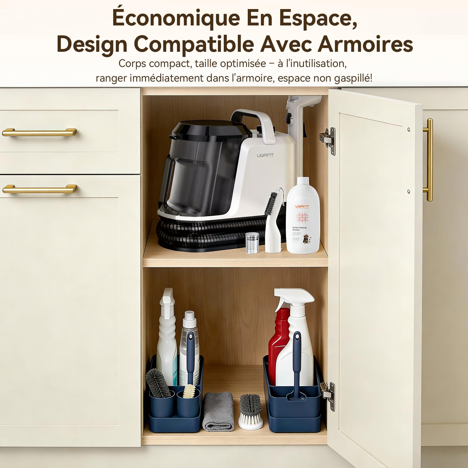 Uwant Y100 Steam 3-en-1 Shampouineuse, Nettoyeur Canapé Tissu 18KPA, 1750W, Nettoyeur Vapeur 100°C, à l'Eau Chaude 65°C, à l'Eau Froide, Auto-nettoyage, Injecteur Extracteur Tête Multi, Détergent