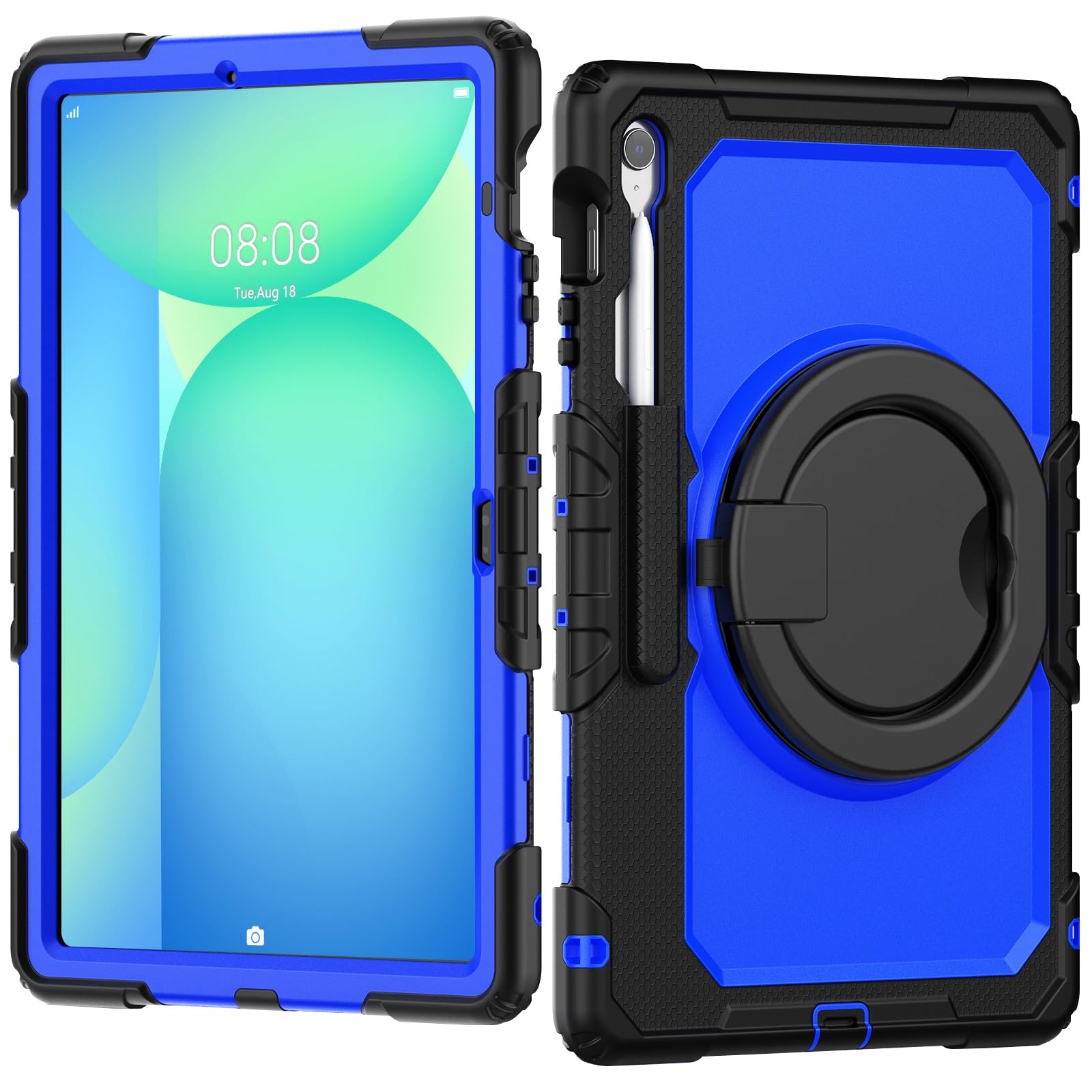 Ochronne etui na tablet Wytrzymała, odporna na wstrząsy obudowa TPU kompatybilna z Samsung Galaxy Tab S10 FE Plus 13,1 cala SM-X620/X626B 2025 Etui dla dzieci, obrotowy uchwyt 360 stopni, uchwyt na st