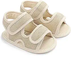 Isbasic Sandálias de verão para bebês meninos e meninas respiráveis, atléticas, antiderrapantes, sola macia, sapatos de berço para recém-nascidos