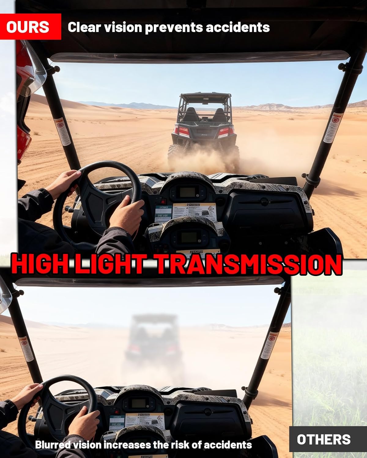 StarknightMT Front Rhino Windshield Scratch Resistant PC Full Windshield Compatible With 2006-2008 Rhino 450 / 2004-2007 Rhino 660 / 2008-2013 Rhino 700 - Heavy Duty Clear,Easy Install