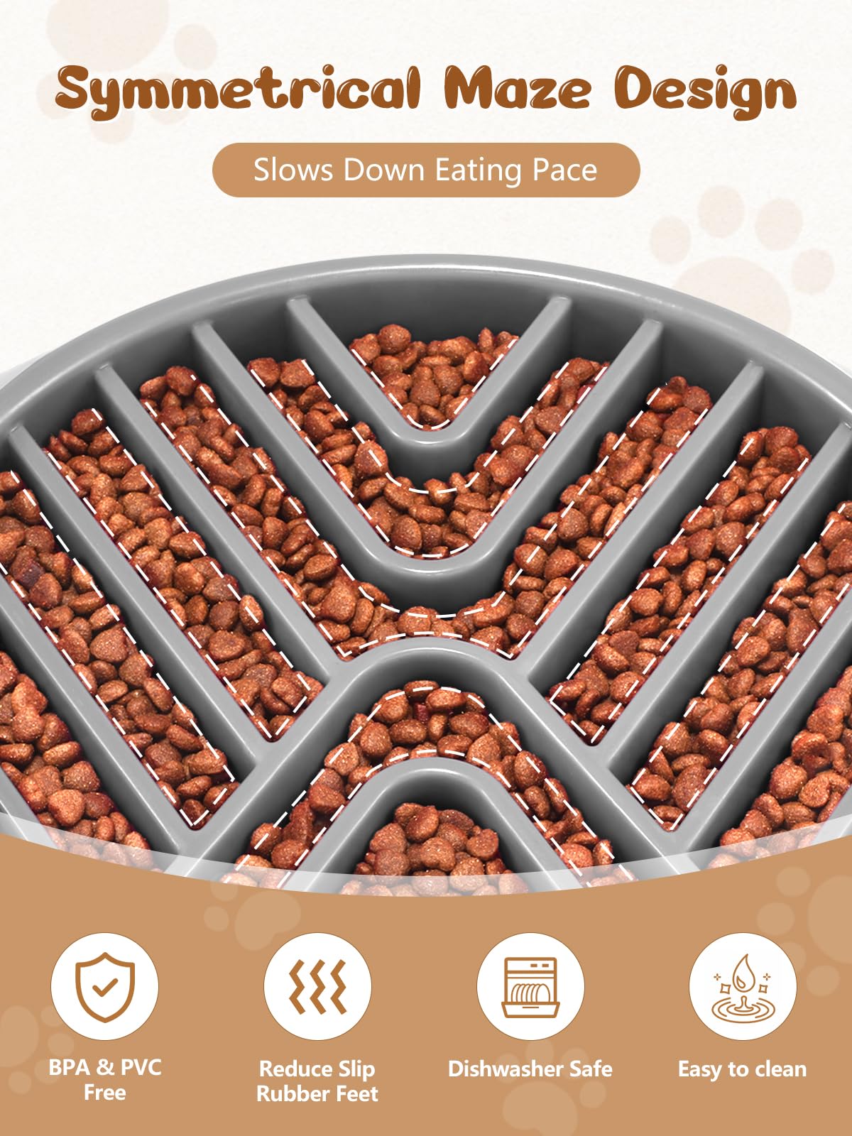 KASBAH Slow Feeder Dog Bowls Large Breed, 5 Cups Capacity for Wet & Dry Food, Puzzle Maze Bowl for Fast Eaters, Non-Slip Base, BPA Free, Helps Prevent Bloat and Aid Digestion - image 3