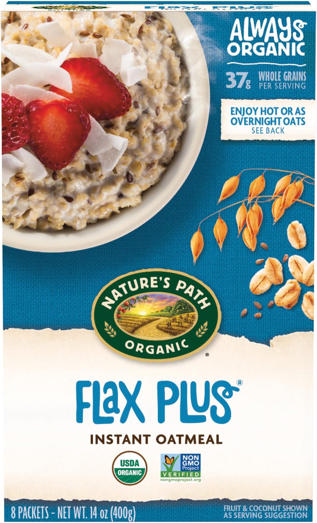 Nature's Path Organic Flax Plus Instant Oatmeal, 14 oz (Pack of 1), Non-GMO