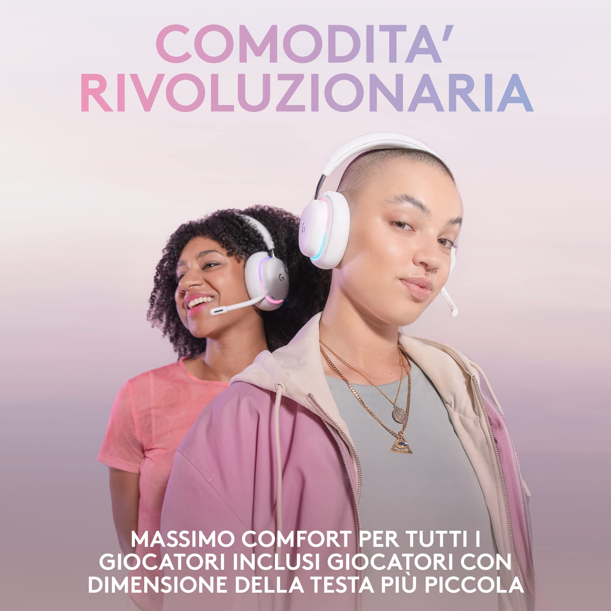 Logitech G G735 Cuffie Gaming Wireless, Illuminazione RGB LIGHTSYNC Personalizzabile, LIGHTSPEED, Bluetooth, Microfono Staccabile, Compatibile con PC e Mac - Bianco